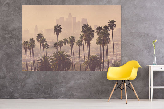 LA Palms Soft Tones Framed Canvas Leather Print