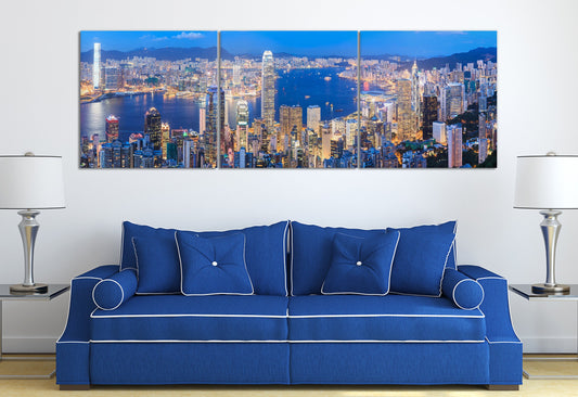 Hong Kong skyline from Victoria Peak canvas leather print