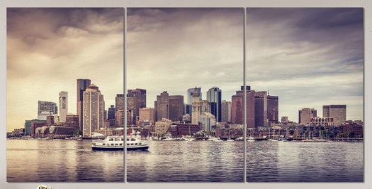Boston Skyline wall art canvas leather print