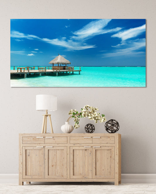 Maldives Tropical Bar Framed Canvas Print