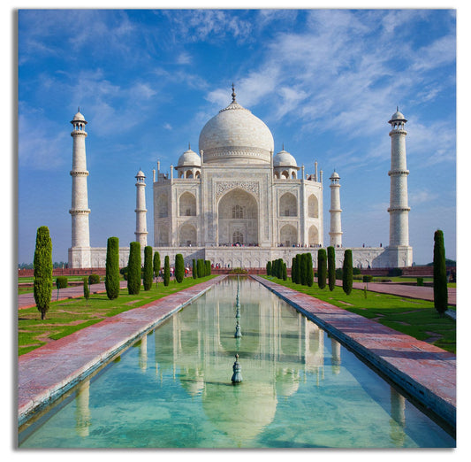 Taj Mahal Wall Decor Square Framed Canvas Eco Leather Print
