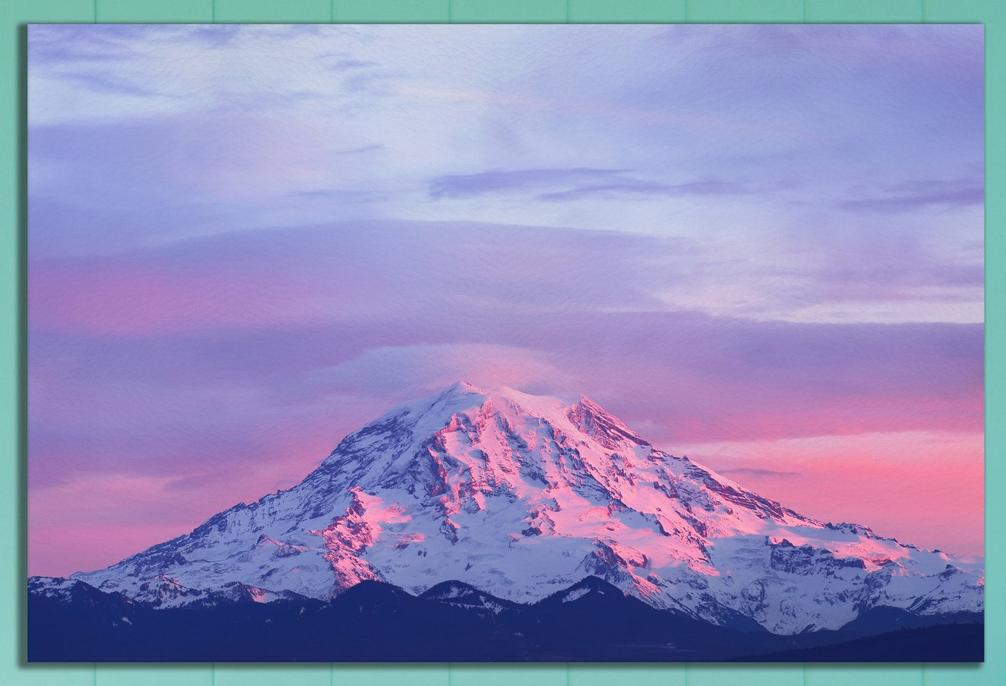Sunset on Mount Rainier Canvas Leather Print wall art
