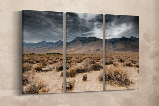 Dark Clouds Death Valley Wall Art Canvas Eco Leather Print, Made in Italy!
