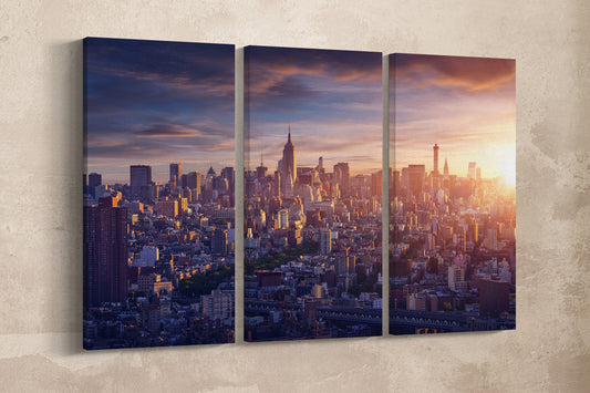 New York City Sunrise Canvas Wall Art 3 Panels Print