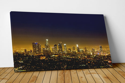 Los Angeles skyline at night wall decor