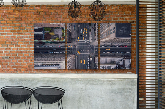 New York 5Th Avenue Aerial Wall Art Canvas Leather Print