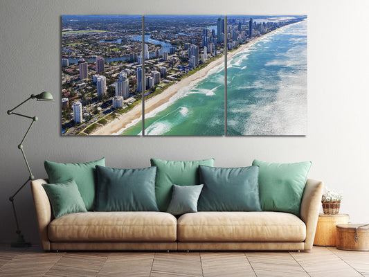 Gold Coast, Queensland, Australia Framed Canvas Leather Print