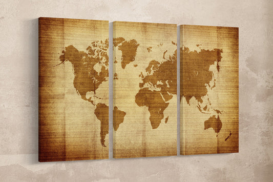 Vintage World Map Framed Canvas Print