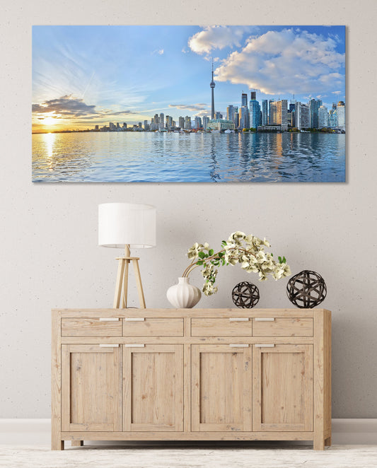 Toronto skyline at sunset Ontario, Canada Framed Canvas Print