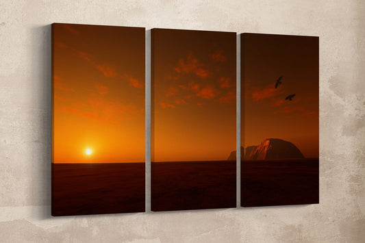 Uluru Ayers Rock at Sunset Australia Canvas Eco Leather Print, Made in Italy!