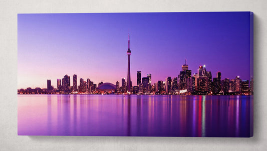 Toronto skyline canvas wall art leather print