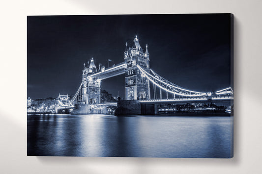 Tower Bridge London at Night Canvas Eco Leather Print Wall 3D