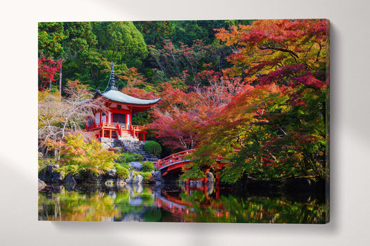 Daigoji Temple, Kyoto, Japan Framed Canvas Leather Print, Made in Italy!