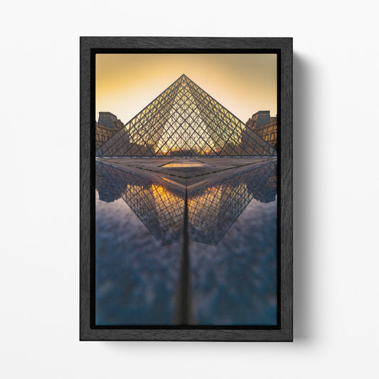 Louvre Museum Reflection black framed canvas wall art