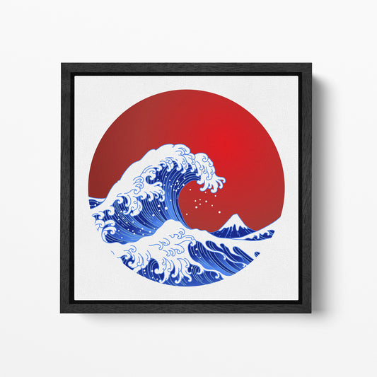 The Great Wave Off Kanagawa Japanese Wave Square Black Frame Canvas Wall Art