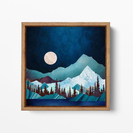 Moonlight Nordic Style Wall Decor Wood Framed Canvas Print