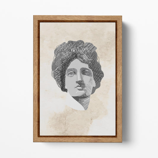 Roman Head Artwork Canvas Wall Art Wood Frame Eco Leather Print
