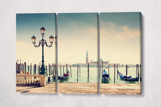 Grand Canal Gondolas Venice 3 panels canvas