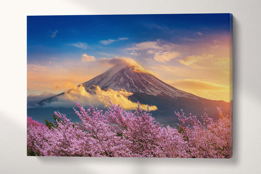 Fuji Cherry Tree Blossom Japan Wall Art Canvas Eco Leather Print 3D