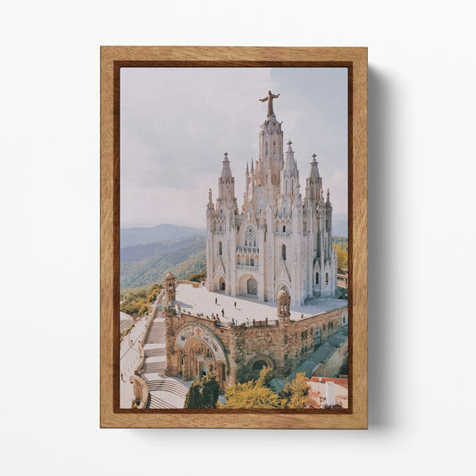 Basílica del Sagrado Corazón Tibidabo Wall Art Home Decor Canvas Eco Lather Print Wood Frame