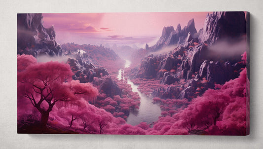 Mystic Valley of the Sakura Bloom Anime Wall Art Home Decor Framed Canvas Print