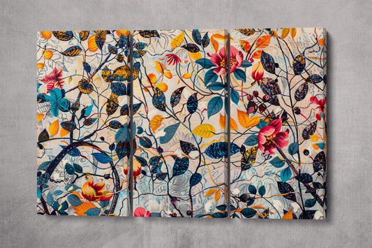 Whispers of Nature: Blossoms in Full Bloom Wall Decor Eco Leather Print 3 Panels