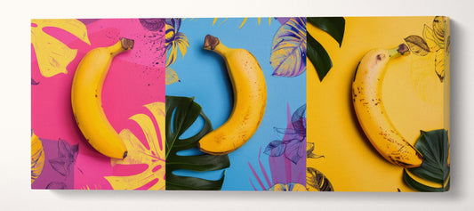 Pop Art Bananas: A Vibrant Tribute to Andy Warhol Wall Art Home Decor Framed Canvas Print 100x40 cm