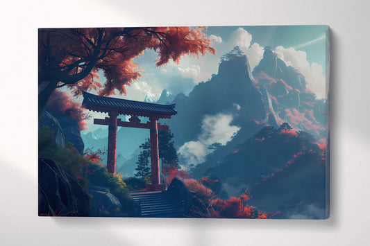 Gateway to the Sacred Peaks: Autumn's Embrace on the Mountain Trail Canvas Home Art Wall Decor Eco Leather Print Single Panel