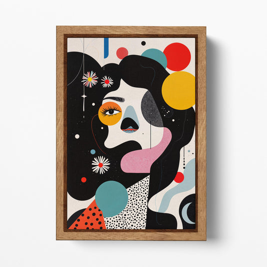 Dada Reverie Abstract Surrealist Expression Wall Art Eco Leather Canvas Print Wood Frame