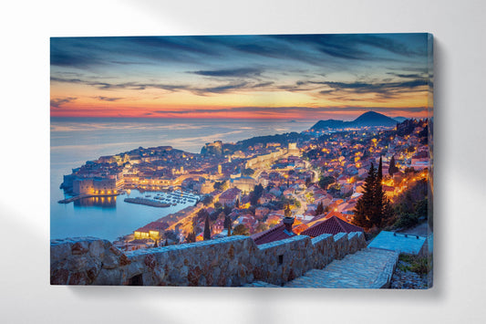 Dubrovnik at sunset canvas leather print wall