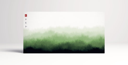 Japan Misty Green Mountains Traditional Oriental Ink Wall Art Framed Canvas Print