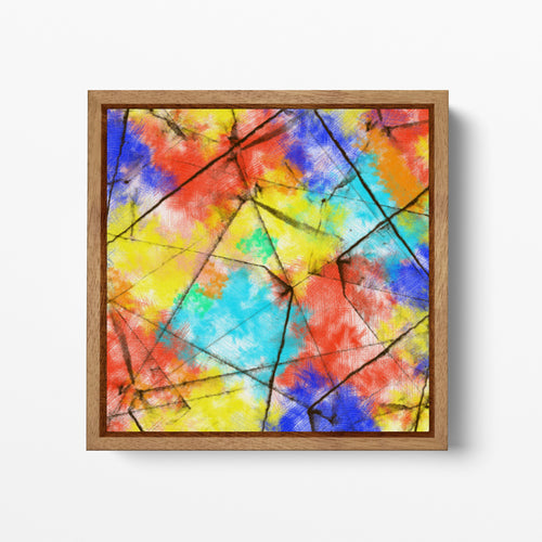 Minimalistic Abstract Colors Canvas Wall Art Wood Floating Frame Eco Leather Print