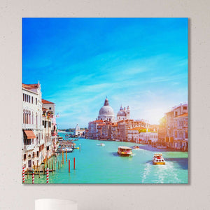 Venice Grand Canal Wall Decor Framed Canvas Home Art Eco Leather Print