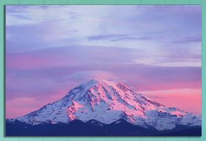 Sunset on Mount Rainier Canvas Leather Print wall art