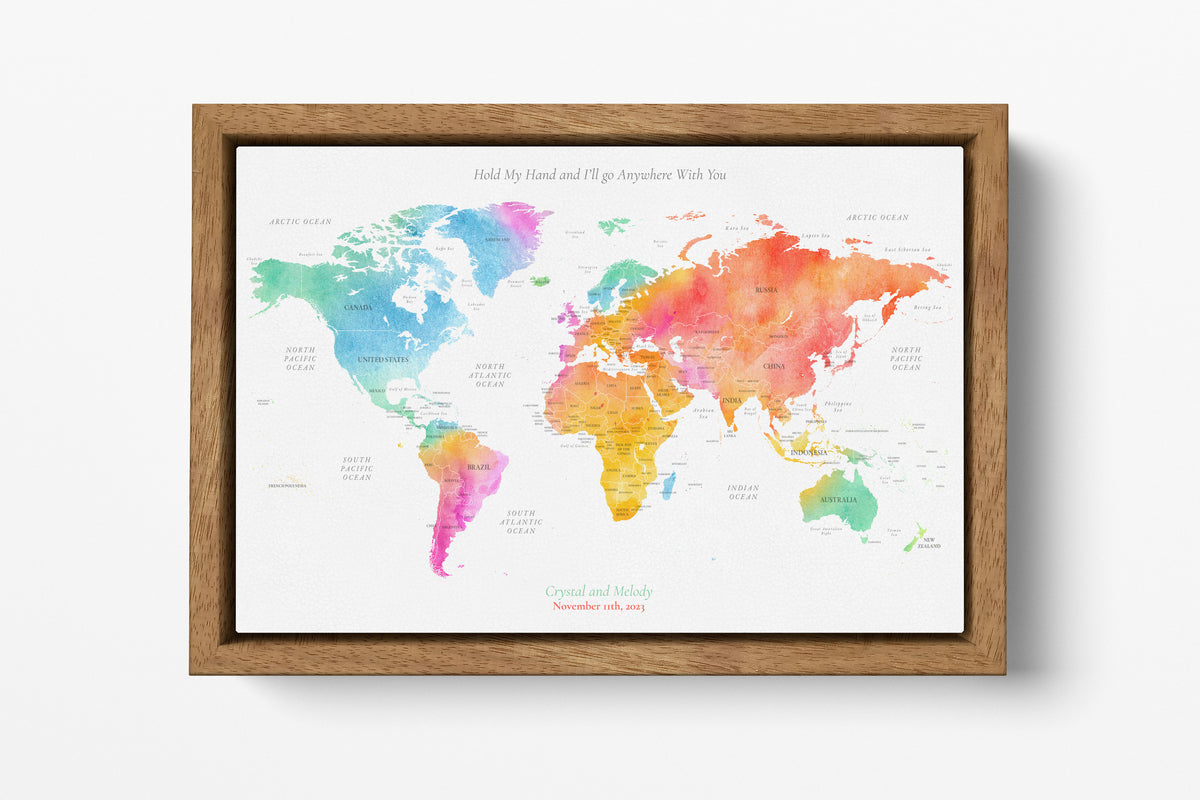 Mappa del Mondo con Puntine in Eco-Pelle PETA Singola o Trittico Viaggi Made in Italy