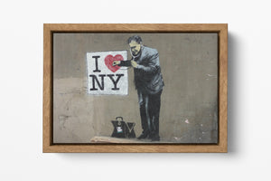 I Love New York Banksy wood frame canvas