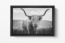 Load image into Gallery viewer, Close Up Brown Highland Cow Black Framed Canvas