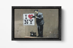 I Love New York Banksy black frame canvas