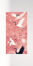 Load image into Gallery viewer, Elegant Flight of Cranes Pink Background Canvas Wall Art Eco Leather Print, Made in Italy!