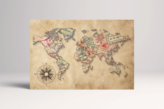 Timbres de passeport Carte du monde Impression en cuir
