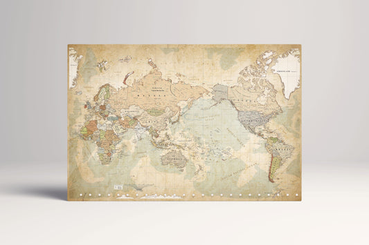 Carte à punaise du monde Afrique sur toile encadrée à gauche Impression en cuir
