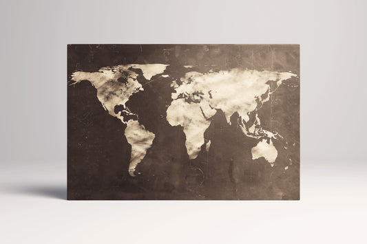 Grande carte du monde effet tableau imprimé sur toile encadrée