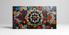 Charger l&#39;image dans la galerie, Mosaïque fleurie : symphonie de couleurs, décoration murale, toile encadrée, impression en cuir écologique, fabriquée en Italie !