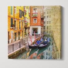 Charger l&#39;image dans la galerie, Venezia Gondole Artwork Square Framed Canvas Eco Leather Print
