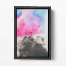 Load image into Gallery viewer, Abstract watercolor artwork canvas eco leather print black frame