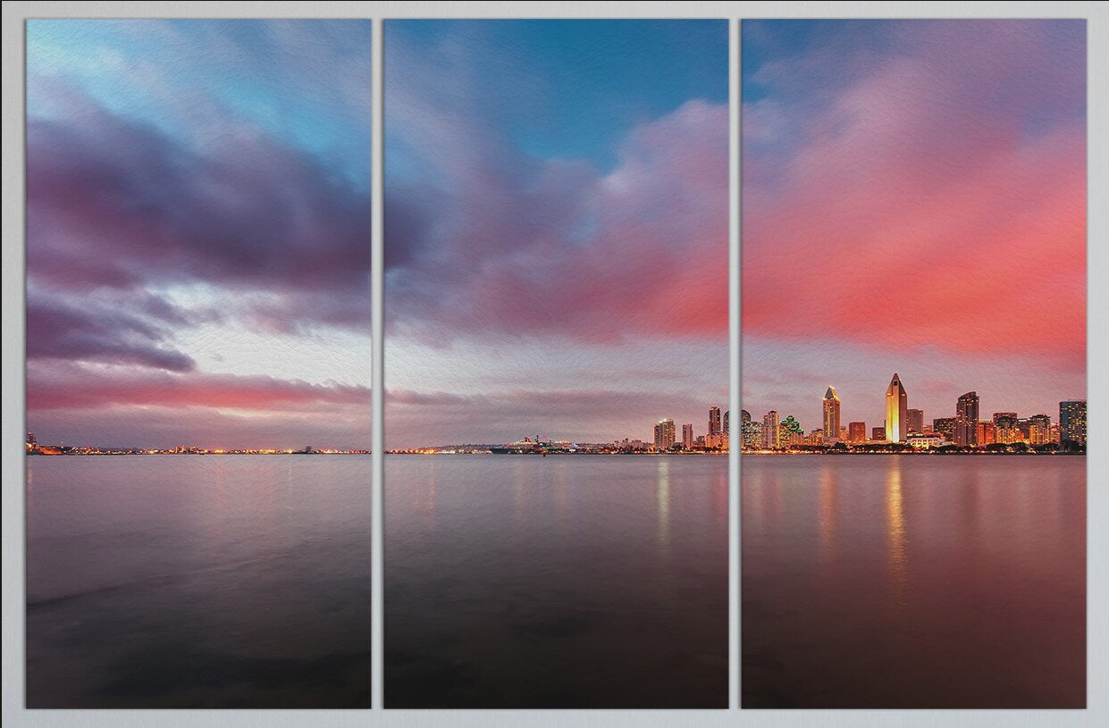San Diego Eco Leather Wall Art Print US Coastal Skyline