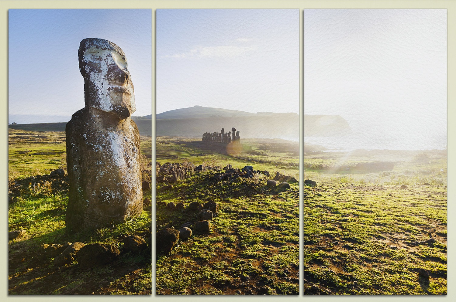 Standing Moai Rapa Nui Easter Island Wall Decor Canvas Eco Leather Print, Made in Italy!