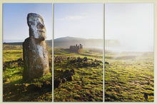 Load image into Gallery viewer, Standing Moai Rapa Nui Easter Island Wall Decor Canvas Eco Leather Print, Made in Italy!