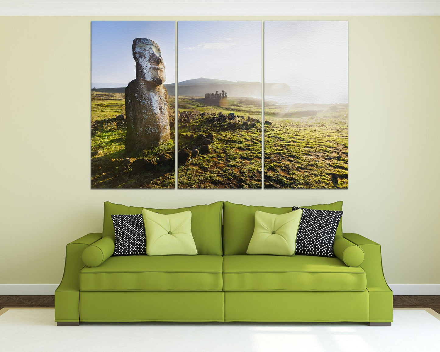 Standing Moai Rapa Nui Easter Island Wall Decor Canvas Eco Leather Print, Made in Italy!