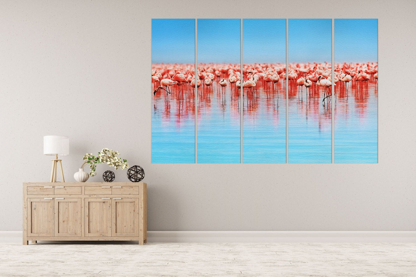 Flamingo in Lake Nakuru Framed Canvas Leather Print